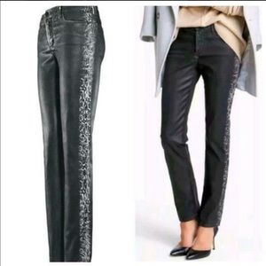 NYDJ coated jeans with tuxedo stripe